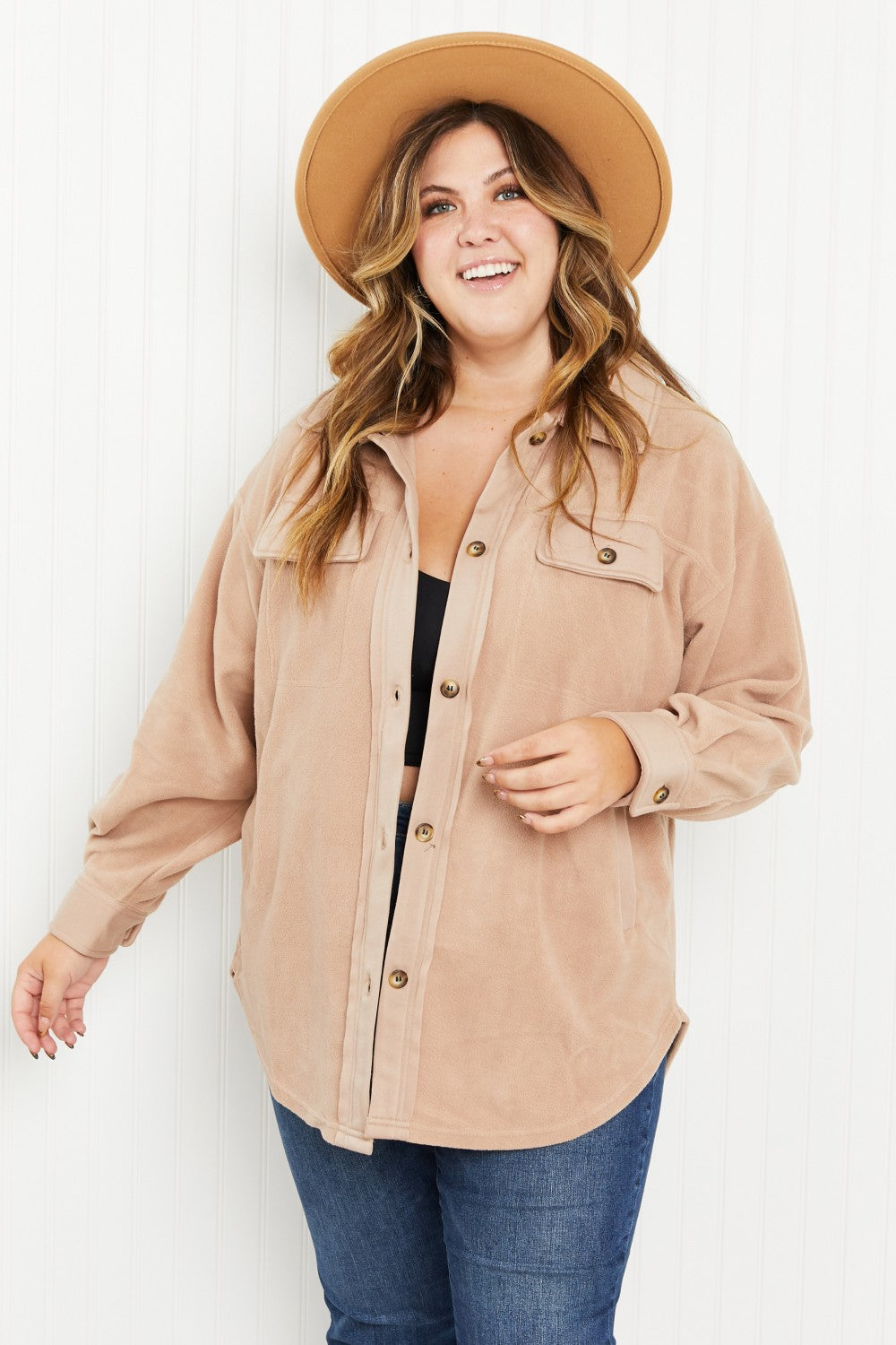 Buttoned Pocket Fleece Shacket