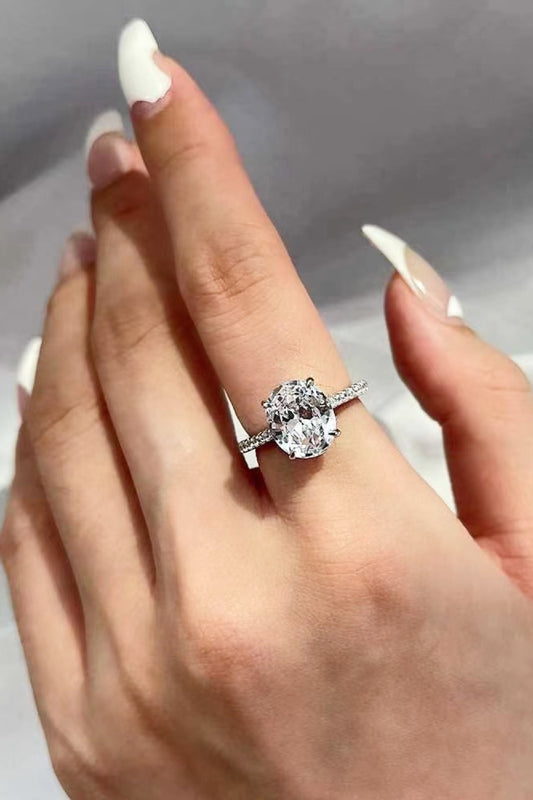 18K Platinum-Plated Side Stone Moissanite Ring