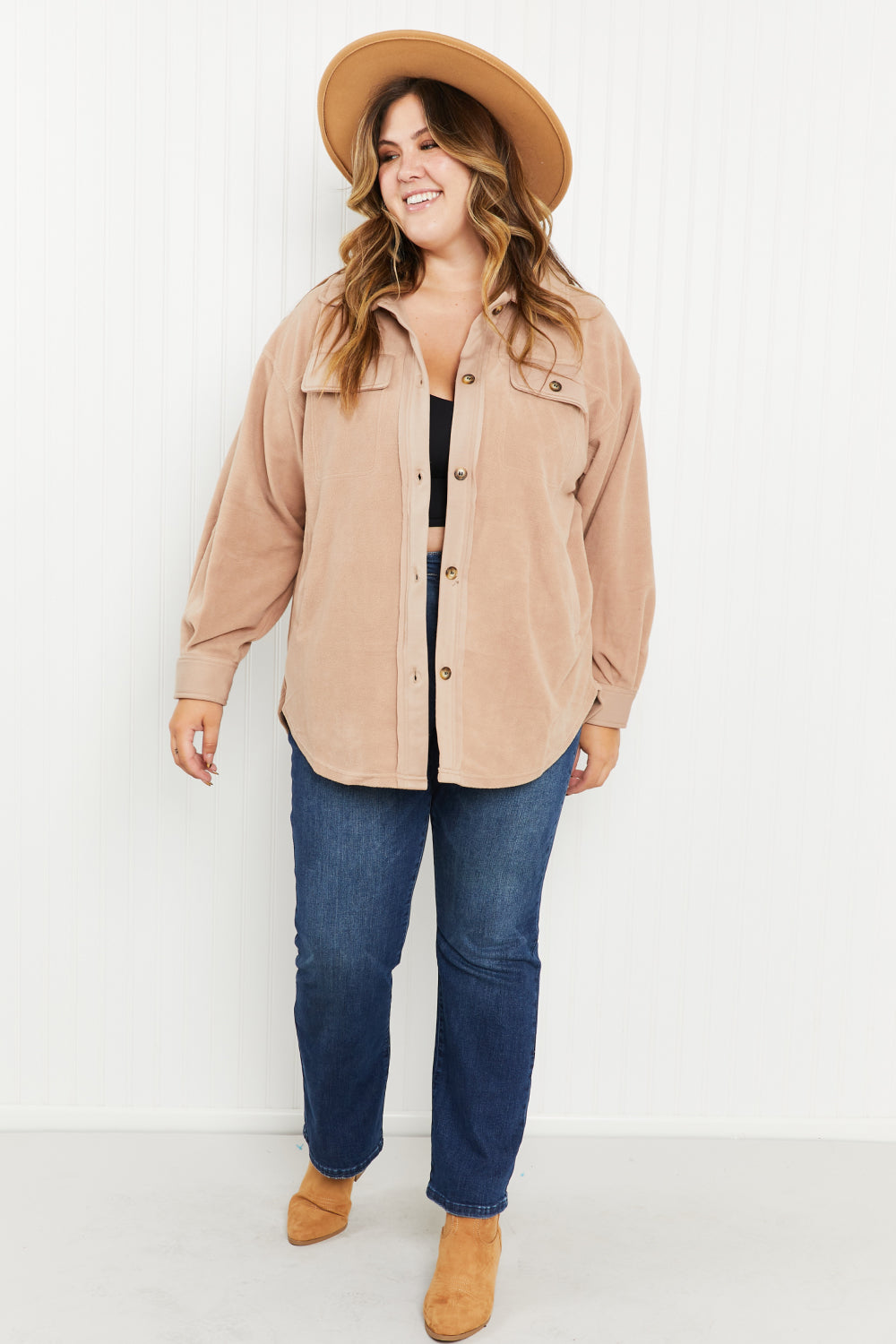 Buttoned Pocket Fleece Shacket